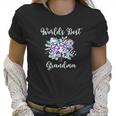 Worlds Best Grandma Gifts Purple Aqua Flower Women T-Shirt