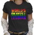 Worlds Okayest Lesbian Rainbow Gay Pride Homo Lgbt Women T-Shirt