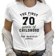 70Th Birthday Funny Gift Life Begins At Age 70 Years Old Women T-Shirt