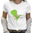 Dinosaur Piggy Backing Sloth Kitty Cat Funny Trex Women T-Shirt