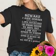 Beware I Ride Horses I Own Pitchforks New Trend Women T-Shirt Gifts for Her