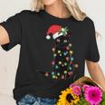 Black Santa Cat Tangled Up In Lights Christmas Santa Women T-Shirt Gifts for Her