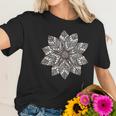 Brown & White Mandala Flower Yoga Sacred Mantra Geometry Women T-Shirt Gifts for Her