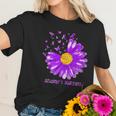 Daisy Butterfly Purple Ribbon Alzheimer Awareness Women T-Shirt Gifts for Her