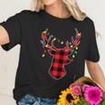 Funny Classic Red & Black Christmas Buffalo Plaid Deer Women T-Shirt Gifts for Her