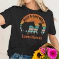 Just A Girl Who Loves Her Horse Retro Sunset Silhouette Gift Women T-Shirt Gifts for Her