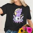 Womens Kawaii Pastel Goth Cute Creepy Witchy Cat And Skull V-Neck Women T-Shirt Gifts for Her