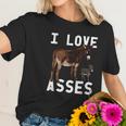 I Love Asses Funny Donkey Burro Animal Women T-Shirt Gifts for Her