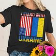 I Stand With Ukraine Support Ukraine Ukrainian American Flag V2 Men Women T-Shirt Graphic Print Casual Unisex Tee Women T-Shirt Gifts for Her