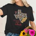 Texas Tech Red Raiders Leopard State Map Sunflower Women T-Shirt Gifts for Her