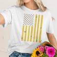 American Flag Honeycomb Honey Bee Women T-Shirt Gifts for Her