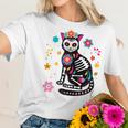 Womens Black Cat Sugar Skull Day Of Dead Mexican Dia De Los Muertos Women T-Shirt Gifts for Her