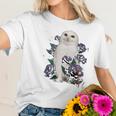 A White Owl And Purple Roses Women T-Shirt Gifts for Her