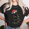 Santa Black Cat Tangled Up In Christmas Tree Lights Holiday Long Sleeve Tshirt Women T-Shirt Gifts for Women