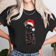 Santa Black Cat Tangled Up In Lights Christmas Santa Women T-Shirt Gifts for Women