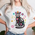 Womens Black Cat Sugar Skull Day Of Dead Mexican Dia De Los Muertos Women T-Shirt Gifts for Women