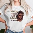 Womens Ygxw Thick Thighs And Locd Vibes Black Woman African Pride Women T-Shirt Gifts for Women