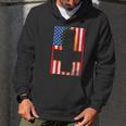 Burned Upside & Down Cross American Flag Satanism Men Hoodie