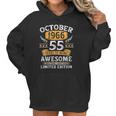 Womens 55 Years Old Birthday Vintage October 1966 Limited Edition V-Neck Women Hoodie