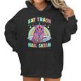 Womens Eat Trash Hail Satan Kawaii Pastel Goth Possum V-Neck Women Hoodie