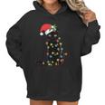 Santa Black Cat Tangled Up In Christmas Tree Lights Holiday Long Sleeve Tshirt Women Hoodie