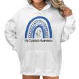 Hip Dysplasia Awareness Floral Blue White Ribbon Rainbow Women Hoodie