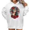 Sugar Skull Day Of The Dead Dia De Los Muertos Flowers Women Hoodie