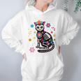 Womens Black Cat Sugar Skull Day Of Dead Mexican Dia De Los Muertos Women Hoodie Gifts for Her