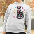 Womens Black Cat Sugar Skull Day Of Dead Mexican Dia De Los Muertos Women Hoodie Gifts for Women