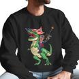 Machine Gun Trump On Rex Dinosaur With American Flag Graphic Design Printed Casual Daily Basic Men Sweatshirt