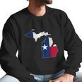 Michigan State Map Texas Flag Men Sweatshirt