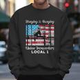 Hanging And Banging Union Ironworkers Us Flag Labor Day Gift Graphic Design Printed Casual Daily Basic Men Sweatshirt