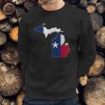 Michigan State Map Texas Flag Men Sweatshirt