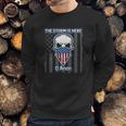 Q Anon Usa Flag Skull The Storm Is Here Men Sweatshirt