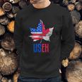 Useh Leaf Canadian American Flag Canada Usa Patriotic Men Sweatshirt