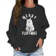 Merry Fluffmas Funny Christmas Cat Women Sweatshirt