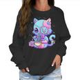 Pastel Goth Aesthetic Kawaii Creepy Cat Eating Ramen Noodles Men Women T-Shirt Graphic Print Casual Unisex Tee Women Sweatshirt