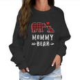 Red Plaid Mommy Bear One Cub Matching Buffalo Pajama Xmas Women Sweatshirt