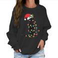 Santa Black Cat Tangled Up In Christmas Tree Lights Holiday Tshirt Women Sweatshirt