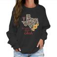 Texas Tech Red Raiders Leopard State Map Sunflower Women Sweatshirt