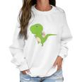 Dinosaur Piggy Backing Sloth Kitty Cat Funny Trex Women Sweatshirt