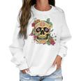 Floral Sugar Skull Dia De Los Muertos Dead Women Girl Women Sweatshirt