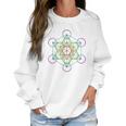 Rainbow Metatrons Cube Sacred Geometry Women Sweatshirt