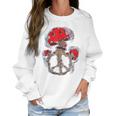 Trippy Magic Mushrooms Peace Sign 70S Women Sweatshirt