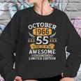 Womens 55 Years Old Birthday Vintage October 1966 Limited Edition V-Neck Women Sweatshirt Gifts for Her