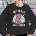 Womens Eat Trash Hail Satan Kawaii Pastel Goth Possum V-Neck Women Sweatshirt Gifts for Her