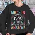 Flowers Vintage Made In 1980 40Th Birthday Gift 40 Years Old Women Sweatshirt Gifts for Her