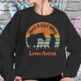 Just A Girl Who Loves Her Horse Retro Sunset Silhouette Gift Women Sweatshirt Gifts for Her