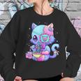 Kawaii Creepy Cat Eating Ramen Noodles Pastel Goth Aesthetic Men Women T-Shirt Graphic Print Casual Unisex Tee Women Sweatshirt Gifts for Her