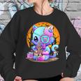 Kawaii Creepy Cat Eating Ramen Noodles Pastel Goth Halloween Men Women T-Shirt Graphic Print Casual Unisex Tee Women Sweatshirt Gifts for Her